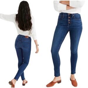 Madewell 9" Mid-Rise Skinny Button Fly Denim Jeans Medium Light Blue Size 26